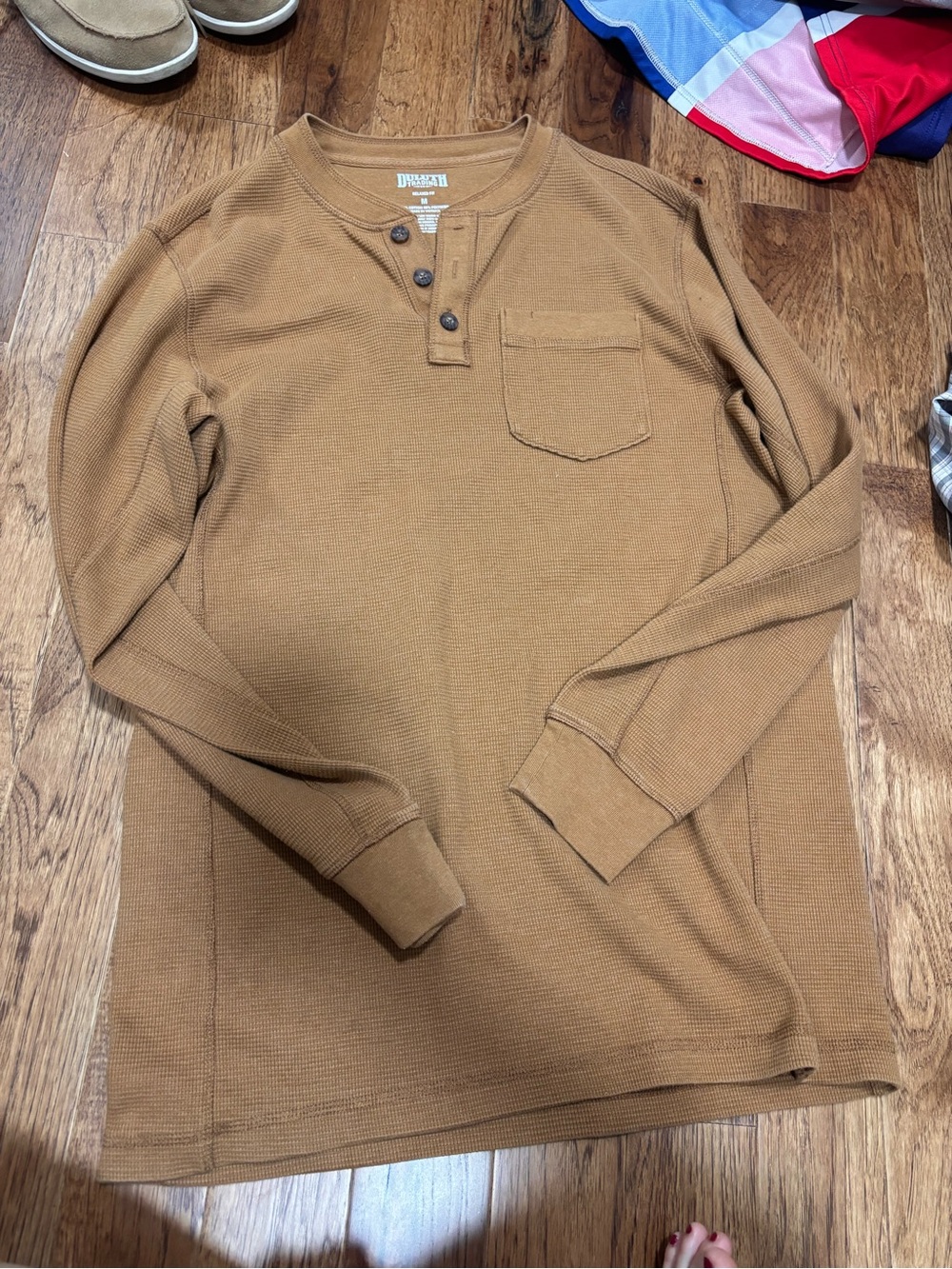 Duluth Trading Co Brown Long-Sleeve Henley Pocket Shirt